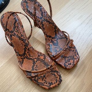 Zara Faux Snakeskin heel sandals - size 9